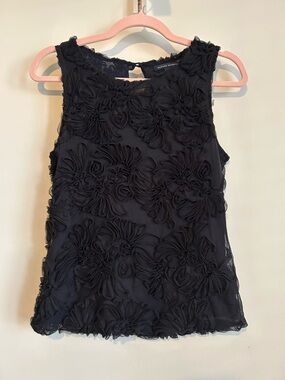 Banana Republic Black Rosette Detail Sleeveless Top, Size Small